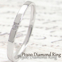 一粒ダイヤモンドリング プラチナ900 平打ち1.5mm ピンキーリング 1号〜 指輪 ring ネットショップ 通販 送料無料