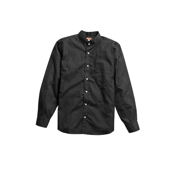 【樹亜羅】スタンドカラーシャツ 綿100％ 黒