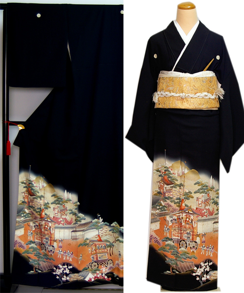 商品No.t10商品名：留袖レンタル & lt;>素材：表地：高級正絹 / 裏地：合成繊維紋：五瓜に剣梅鉢 サイズ 身長145cm〜165cm位、ヒップ 98cmまでの方 身丈 4尺2寸