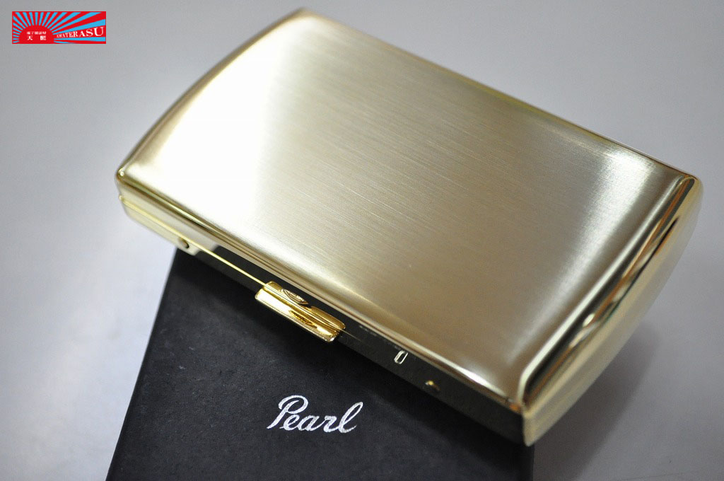 【PEARL】ゴールドサテン シガレットケース ヴィーナス12本 ブランド たばこケース ゴールド メタル 丈夫 ジッポ ZIPPO シンプル
