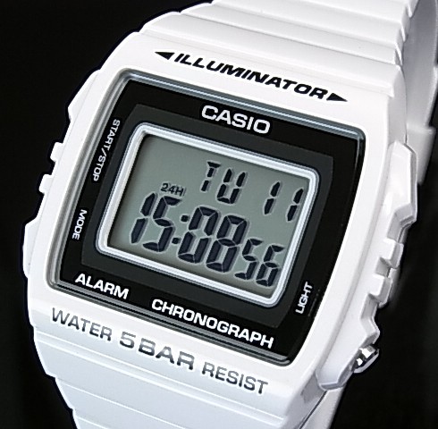 【カシオ/CASIO】Standard/スタンダード メンズ腕時計 ラバーベルト ホワイト【海外モデル】W-215H-7A