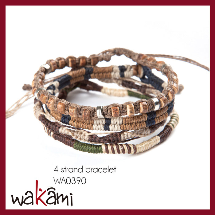 wakami(ワカミ)「Earth Bracelet」4ストランド/アースブレスレット/4セット BEGIN掲載 ラルフ ラグビー アースブレスレット4本set